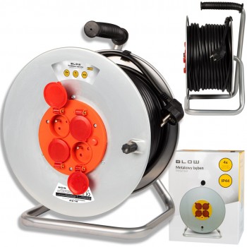 PR-61 extension cord 4-sockets with grounding 50m metal drum 3x2.5mm