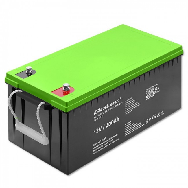 Qoltec 53083 Gel battery | 12V | 200AH