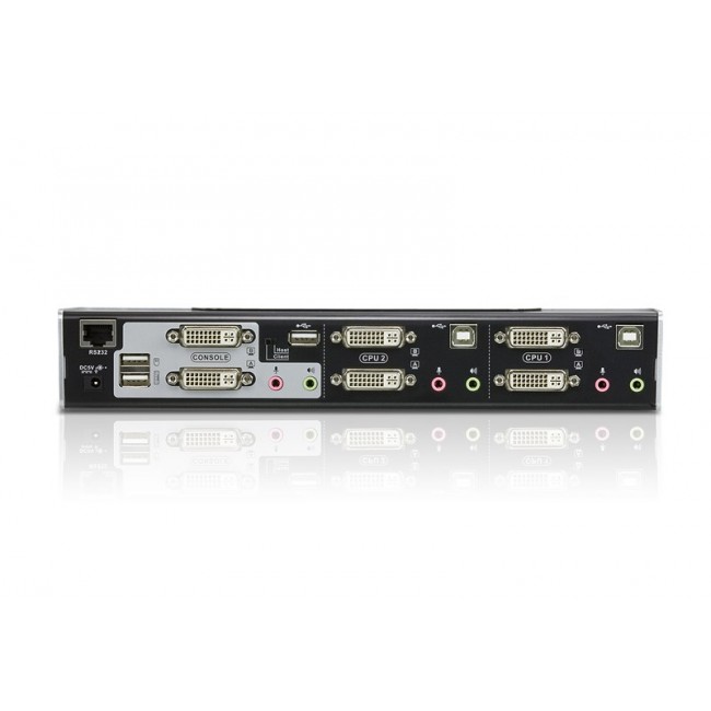 ATEN 2-Port USB DVI Dual-View KVM Switch with Audio & USB 2.0 Hub (KVM cables included)