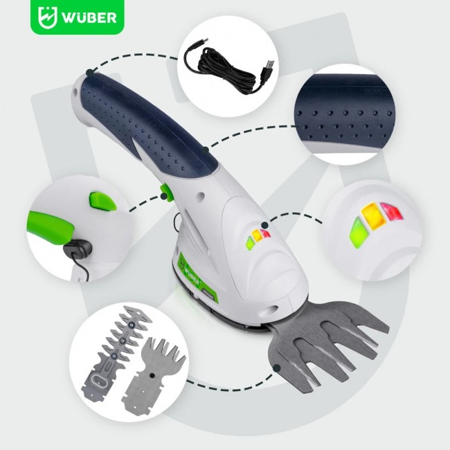 Cordless 2-in-1 hedge and grass trimmer 7.2 V, cutting width 120 mm, USB-C W23320 WUBER Cordless 2-in-1 hedge and grass trimmer 7.2 V, cutting width 120 mm, USB-C W23320 WUBER