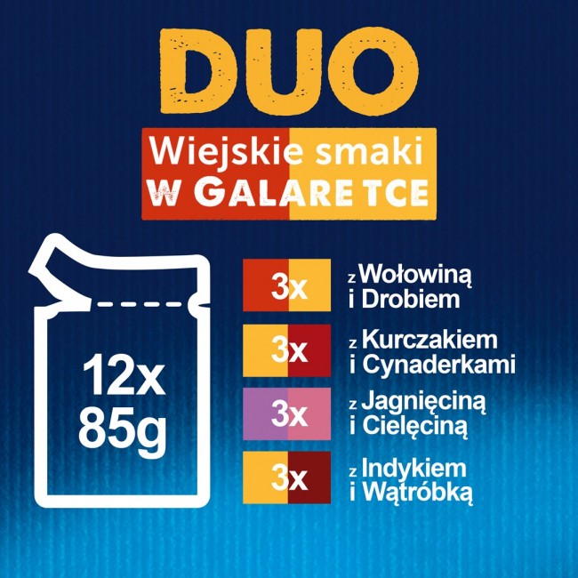 Felix Fantastic Duo Country Flavours with Beef and Poultry, Chicken, Tzatziki, Lamb, Veal, Turkey and Liver in Jell-O -12 x 85g