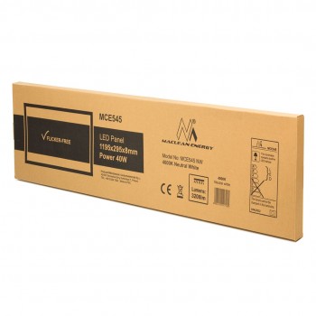 Maclean LED panel, ceiling, slim 40W, 3200lm, 1195x295x8mm, neutral white (4000K), raster, FLICKER-FREE, MCE545 NW