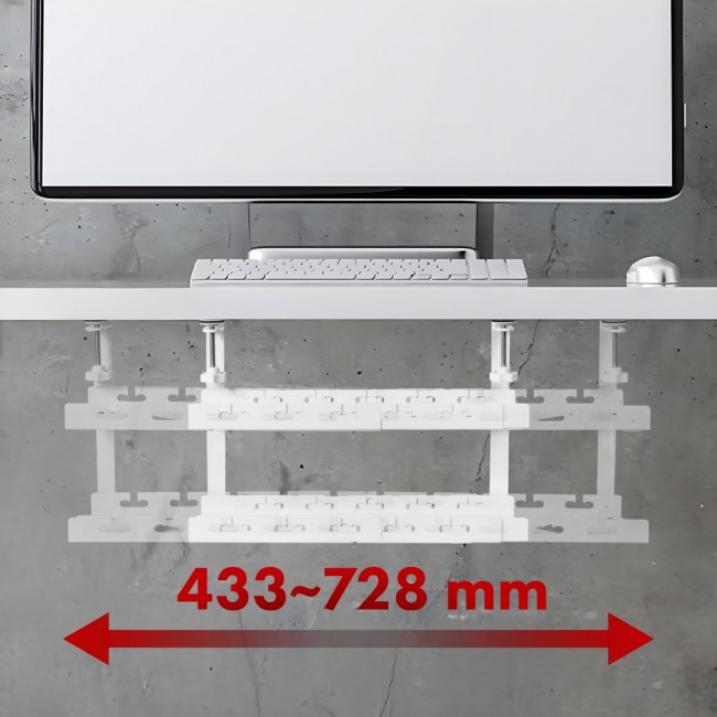 Maclean under-desk cable organizer, max. load 5kg, max. 728mm, 2 levels, white, MC-102 W Maclean under-desk cable organizer, max. load 5kg, max. 728mm, 2 levels, white, MC-102 W