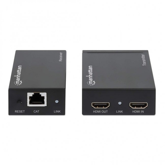 Manhattan HDMI 1080p over Ethernet Extender Kit, Up to 50m with Single Cat6 Cable, Tx & Rx Modules, IR Support, Three Year Warranty Manhattan HDMI 1080p over Ethernet Extender Kit, Up to 50m with Single Cat6 Cable, Tx & Rx Modules, IR Support, Three Year Warranty