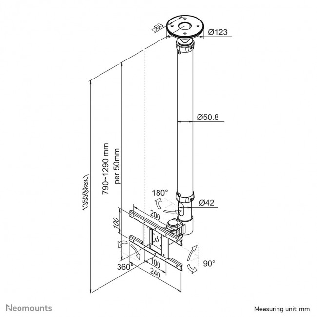 Neomounts FPMA-C100 Monitor/TV mount ceiling 10-30