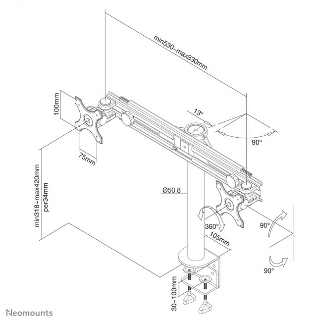 Neomounts FPMA-D700D Monitor arm 19-30
