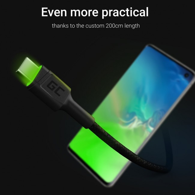 Green Cell KABGC13 USB cable USB 2.0 2 m USB A USB C 0.48 Gbit/s Black