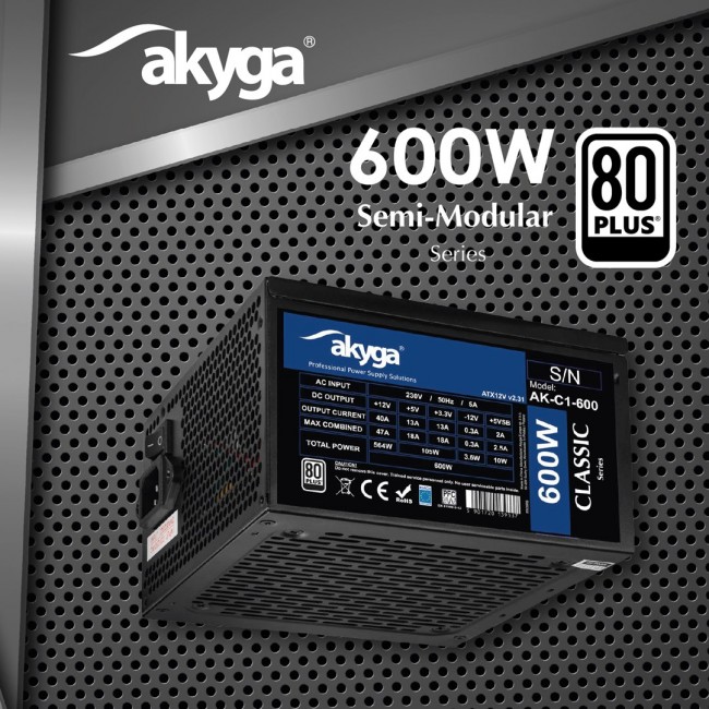Akyga AK-C1-600 power supply unit 600 W 24-pin ATX ATX Black