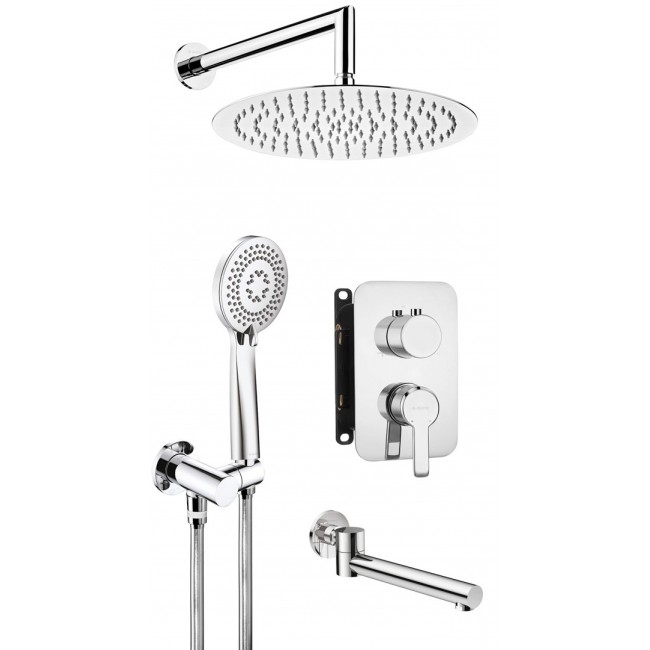 Concealed shower set with bath spout