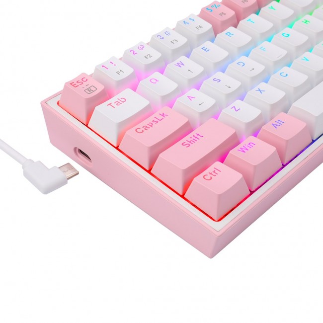 REDRAGON K617-RGB Fizz RGB White/Pink keyboard USB Pink, White