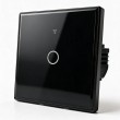 Qoltec 52711 Smart Touch 1-Gang Light Switch | Wi-Fi | Timer | Tuya | Smart Life | Tempered Glass | Black