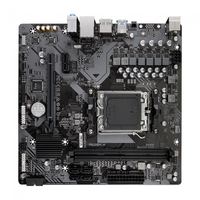 GIGABYTE A620M H Motherboard - Supports AMD Ryzen 8000 CPUs, 5+2+2 Phases Digital VRM, up to 7200MHz DDR5 (OC), 1xPCIe 4.0 M.2, GbE LAN, USB 3.2 Gen 1 GIGABYTE A620M H Motherboard - Supports AMD Ryzen 8000 CPUs, 5+2+2 Phases Digital VRM, up to 7200MHz DDR5 (OC), 1xPCIe 4.0 M.2, GbE LAN, USB 3.2 Gen 1