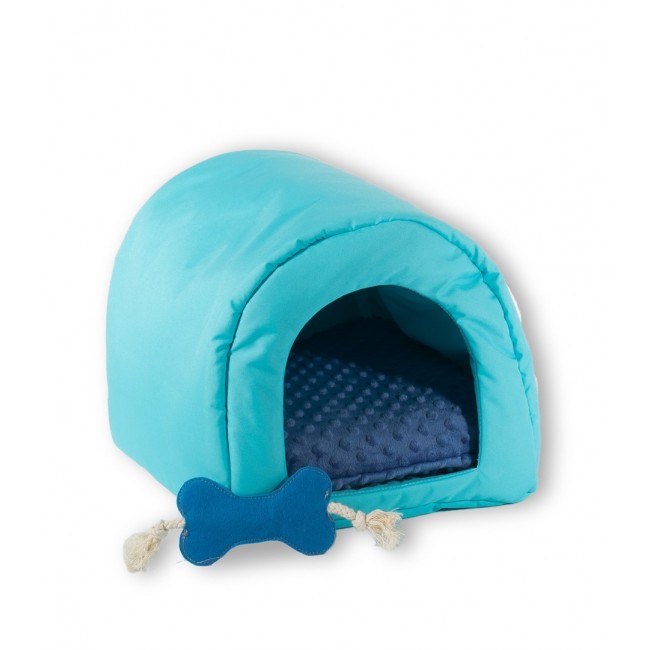 GO GIFT Dog and cat cave bed - blue - 40 x 33 x 29 cm