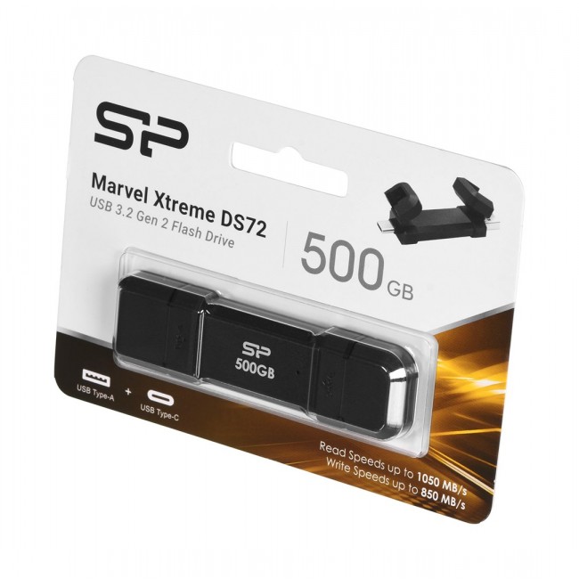 Silicon Power DS72 USB flash drive 500 GB USB Type-A / USB Type-C 3.2 Gen 2 (3.1 Gen 2) Black Silicon Power DS72 USB flash drive 500 GB USB Type-A / USB Type-C 3.2 Gen 2 (3.1 Gen 2) Black