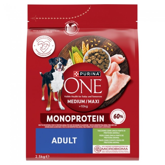 PURINA One Adult Medium/Maxi Monoprotein Rich in turkey - dry dog food - 2,5kg