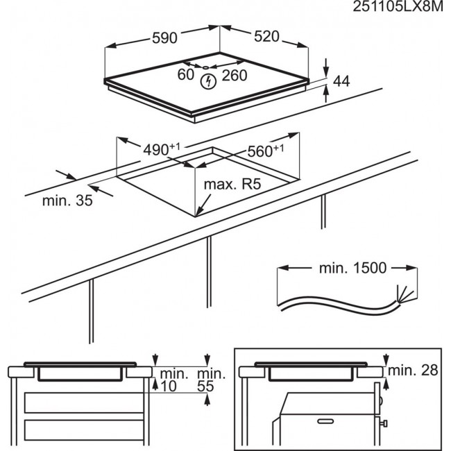 Electrolux EIV634 Built-in Zone induction hob 4 zone(s)