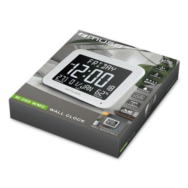 Muse M-090 WMC wall/table clock Digital clock Rectangle White