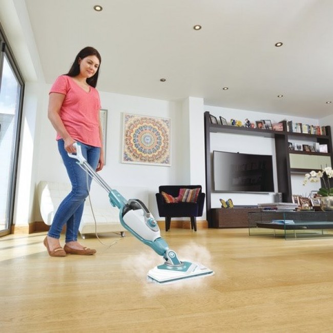 Black & Decker BHSM166DSM steam cleaner Steam mop 0.5 L 1600 W Aqua colour, White
