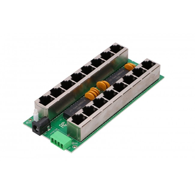 Extralink Gigabit PoE Injector 8 Port 8x 1000Mb/s RJ45, Mode B