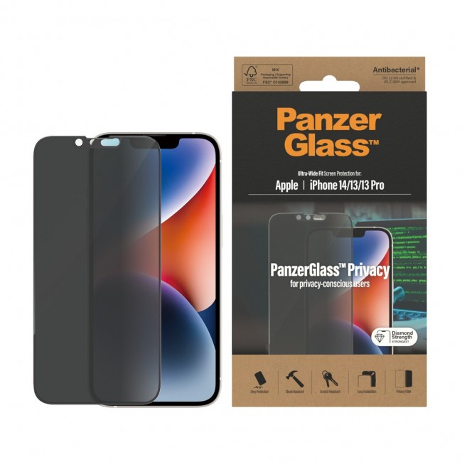 PanzerGlass Privacy Screen Protector iPhone 14 | 13 | 13 Pro | Ultra-Wide Fit Clear screen protector Apple 1 pc(s)