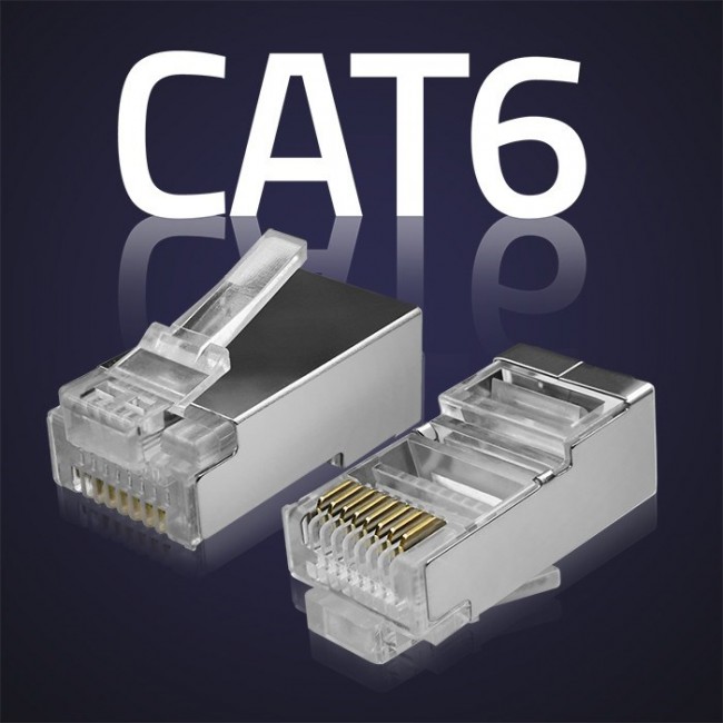 Qoltec 54556 RJ45 modular connector | CAT6 | FTP |Gold-plated contacts | 100 pieces