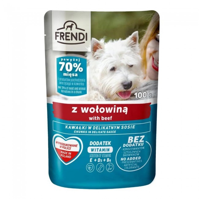 FRENDI Chunks in Sauce Beef wet dog food- 100g