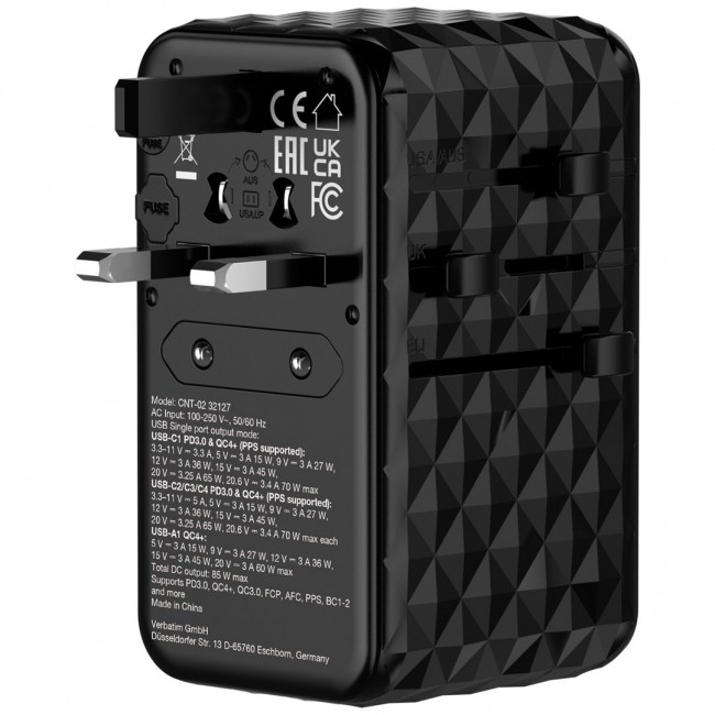 Verbatim Charge 'n' Travel Diamond 85W Retractable Cable CNT-02