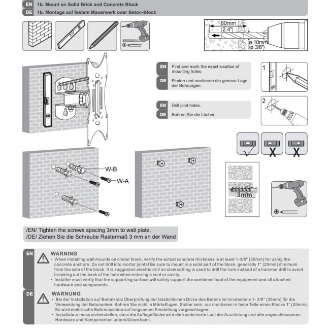 Maclean MC-501A Universal Wall TV Bracket 23-42