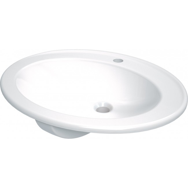 Umywalka ceramiczna wpuszczana z miejscem na baterię