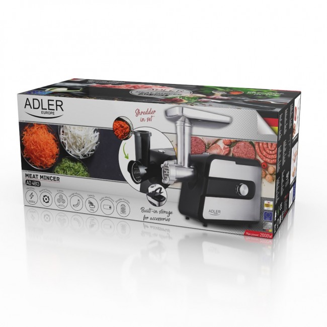 Adler AD 4813 mincer 2000 W Black, Silver Adler AD 4813 mincer 2000 W Black, Silver