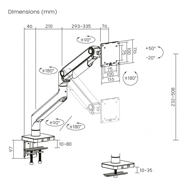 Digitus Single Monitor Mount, 49