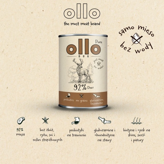 OLLO Pure Deer wet dog food 850 g