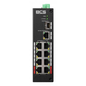BCS BCS-L-SP0801G-1SFP(II) Fast Ethernet (10/100) Power over Ethernet (PoE) DIN rail Black