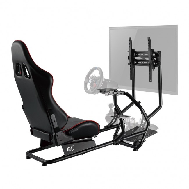 NanoRS RS160 Gaming Chair Racing Simulator Stand 3 in 1 PC Console Gamers Synthetic Leather Cover Steering Wheel Stand TV Bracket Up to 50 NanoRS RS160 Gaming Chair Racing Simulator Stand 3 in 1 PC Console Gamers Synthetic Leather Cover Steering Wheel Stand TV Bracket Up to 50