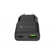 NATEC RIBERA GAN SLIM MAINS CHARGER 1 USB-A + 1 USB-C 20W BLACK