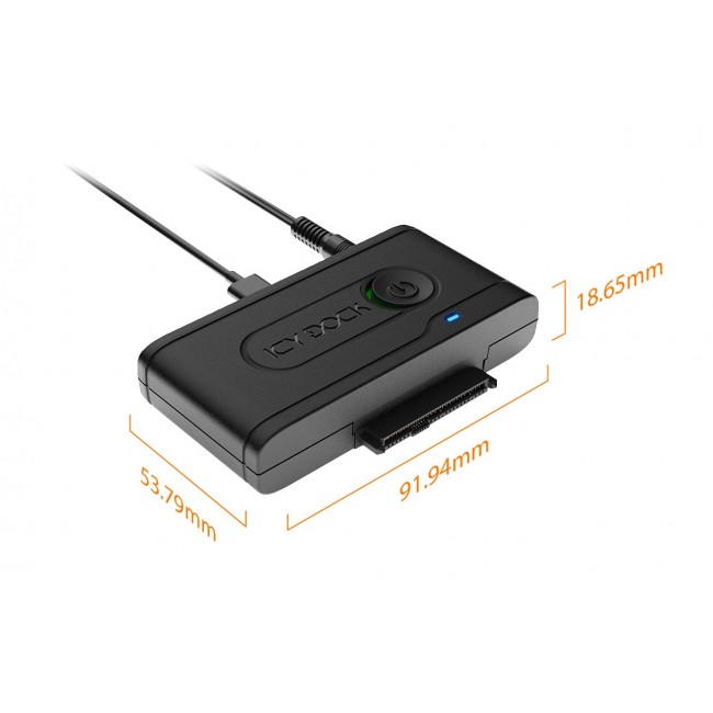 Icy Dock EZ-Adapter Ex MB931U-1VB R1 USB-C+A Gen 2 (10Gbps) to U.2 NVMe SSD Thunderbolt 4 Port Compatible Reader Adapter