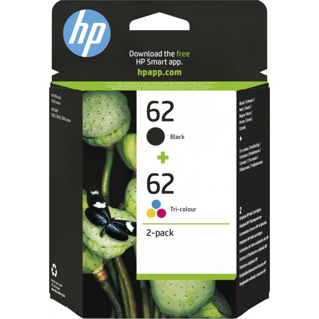 HP 62 2er Pack Schwarz Farbe dreifarbig Tintenpatrone