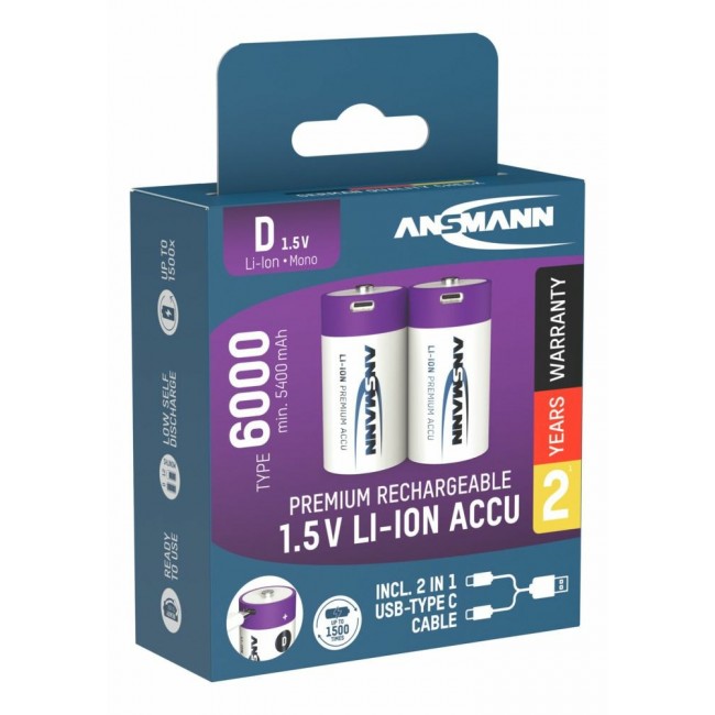 Ansmann 1314-0005 household battery Rechargeable battery D Lithium-Ion (Li-Ion)