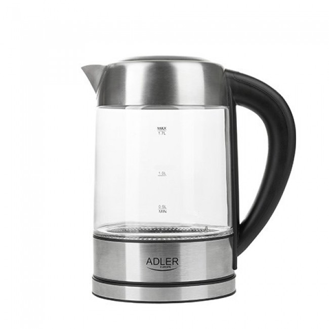 Adler AD 1247 NEW electric kettle 1.7 L 2200 W Hazelnut, Stainless steel, Transparent