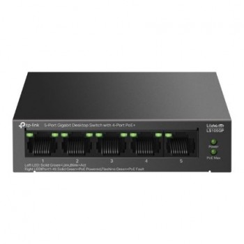 TP-LINK | 5-Port Gigabit Desktop Switch with 4-Port PoE+ | LS105GP | Unmanaged | Desktop