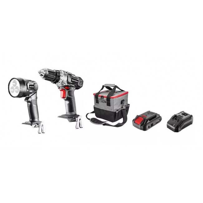 Graphite cordless tool set drill/driver, flashlight, bag, Energy+ 18V battery and charger