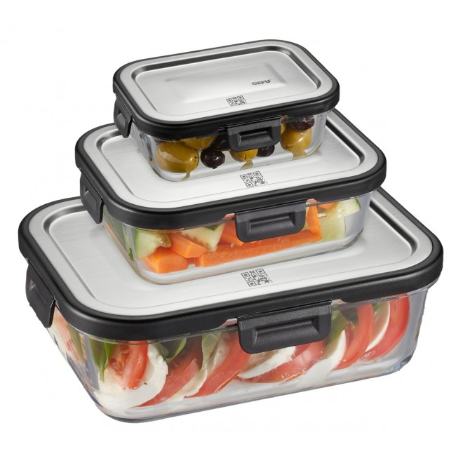 Set of 3 rectangular glass containers Gefu Milo G -12799