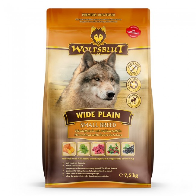 WOLFSBLUT Wide Plain Small breeds Horse with sweet potatoes - dry dog food - 7,5kg