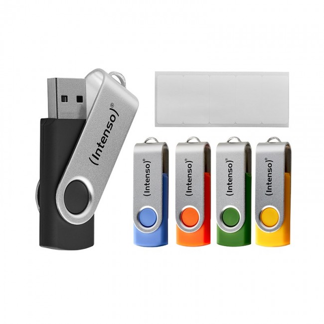 Intenso 5 x USB flash drive Office Line, 32 GB, USB-A, 3.2 Gen 1x1, assorted colors