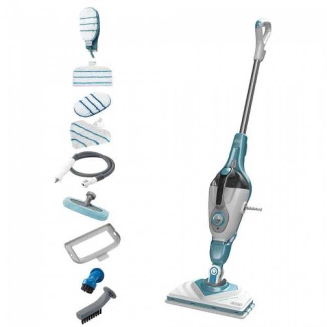 Black & Decker BHSM166DSM steam cleaner Steam mop 0.5 L 1600 W Aqua colour, White