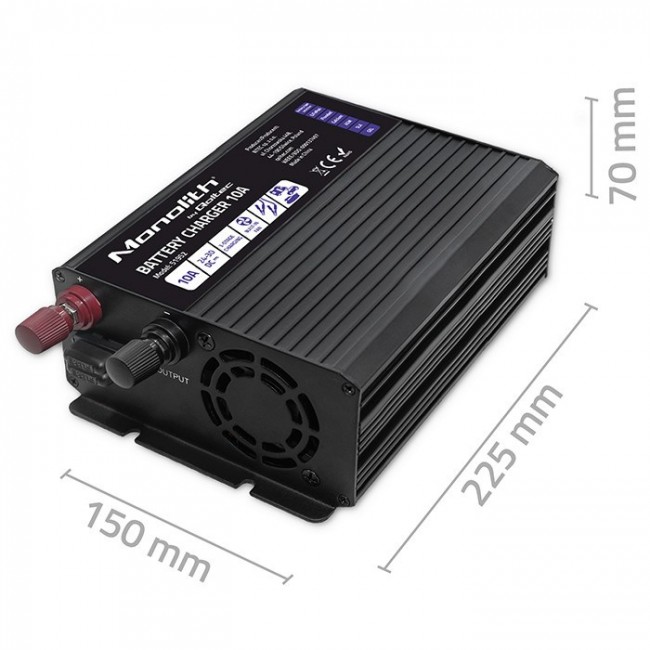 Qoltec Smart Monolith Battery Charger for LiFePO4 AGM GEL SLA batteries | 10A | 24V Qoltec Smart Monolith Battery Charger for LiFePO4 AGM GEL SLA batteries | 10A | 24V