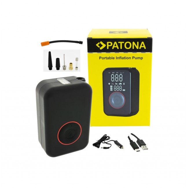 PATONA Electric tire inflator 10.3 bar / 150 PSI Powerbank and LED light Black PATONA Electric tire inflator 10.3 bar / 150 PSI Powerbank and LED light Black