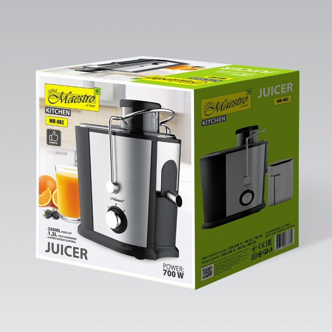 Feel Maestro MR-802 Juicer 700 W Black, Silver Feel Maestro MR-802 Juicer 700 W Black, Silver
