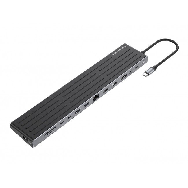Conceptronic DONN32B 14-in-1 MST Docking Station USB 3.2 Gen 1, HDMI x 2, DP, GbE LAN, USB-A 5Gbps x 3, USB-C 5Gbps x 2, SD, TF/MicroSD, 3.5mm headset, Security Slot, 100W USB PD Conceptronic DONN32B 14-in-1 MST Docking Station USB 3.2 Gen 1, HDMI x 2, DP, GbE LAN, USB-A 5Gbps x 3, USB-C 5Gbps x 2, SD, TF/MicroSD, 3.5mm headset, Security Slot, 100W USB PD