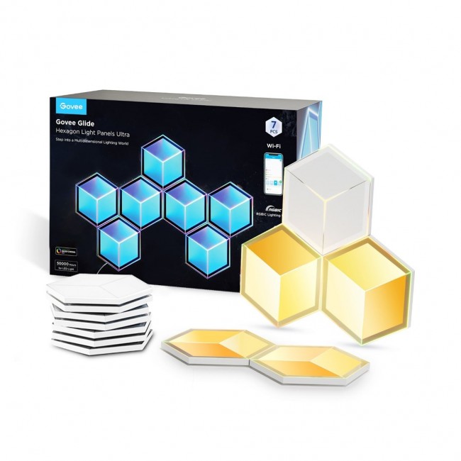 Govee H606A Glide Hexagon Light Panels Ultra 7-pack | LED Lighting | RGBIC, 2.4GHz Wi-Fi, Bluetooth Govee H606A Glide Hexagon Light Panels Ultra 7-pack | LED Lighting | RGBIC, 2.4GHz Wi-Fi, Bluetooth
